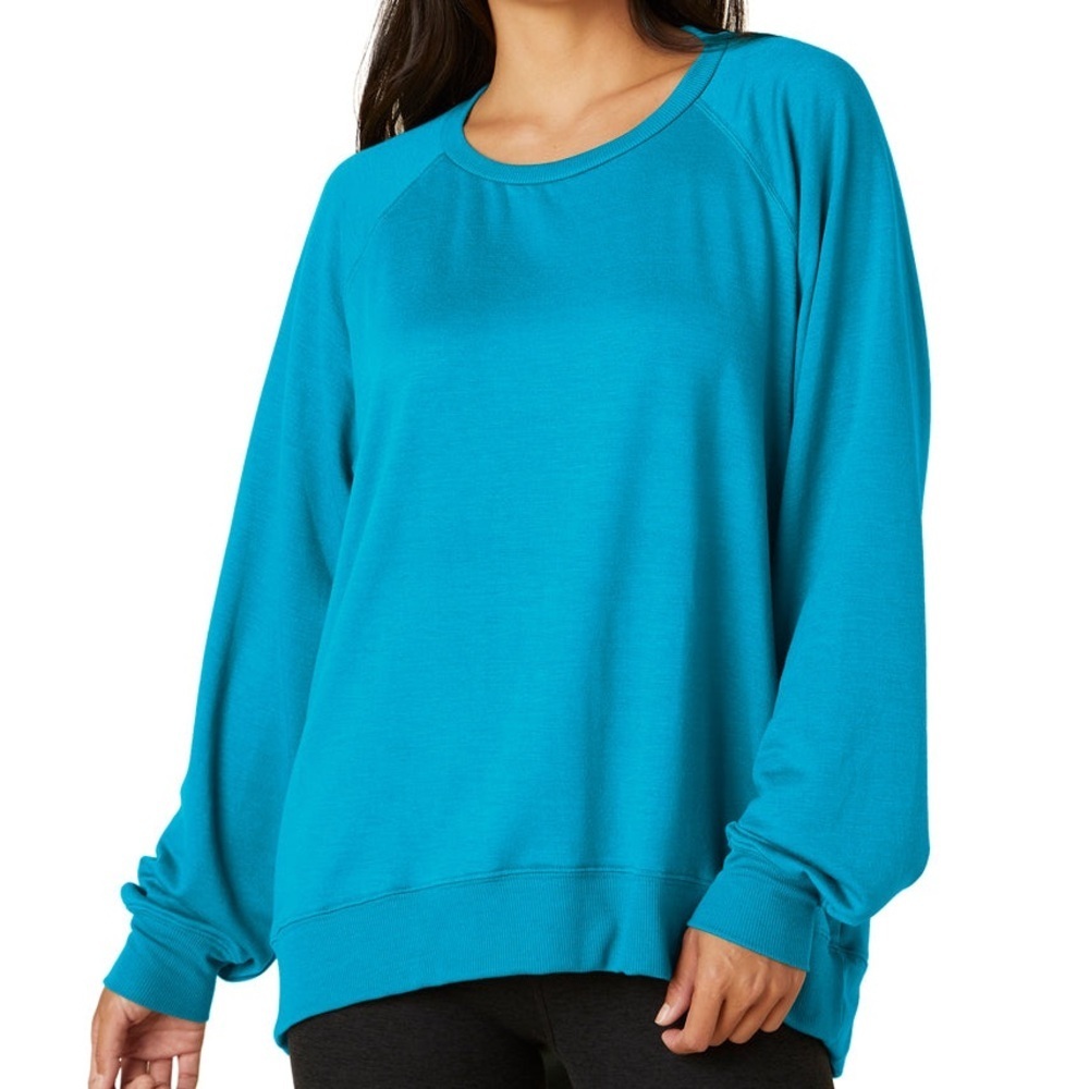 Beyond Yoga Cozy Fleece Saturday Oversized Pullover - Glow Blue - Size XL
